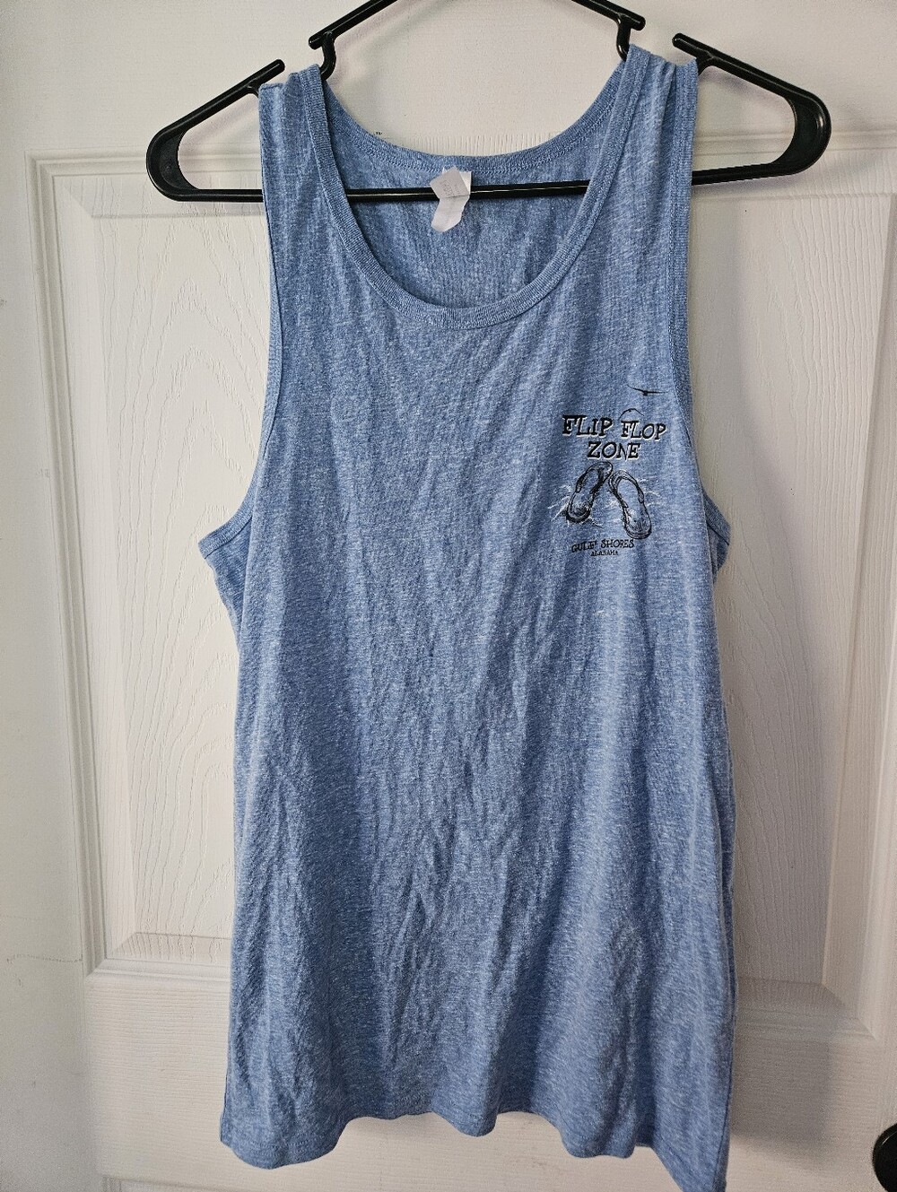 Light Blue Sleeveless Tank Top with Chest Graphic Gulf Shores Alabama